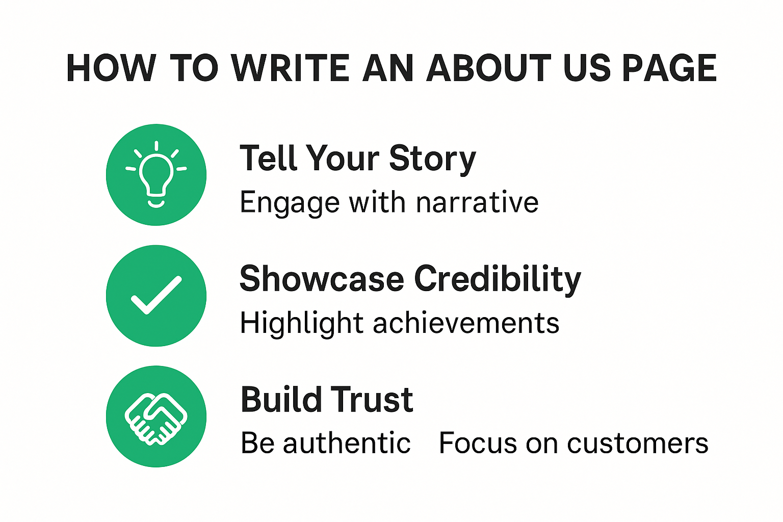 Infographic showing how to write an About Us page