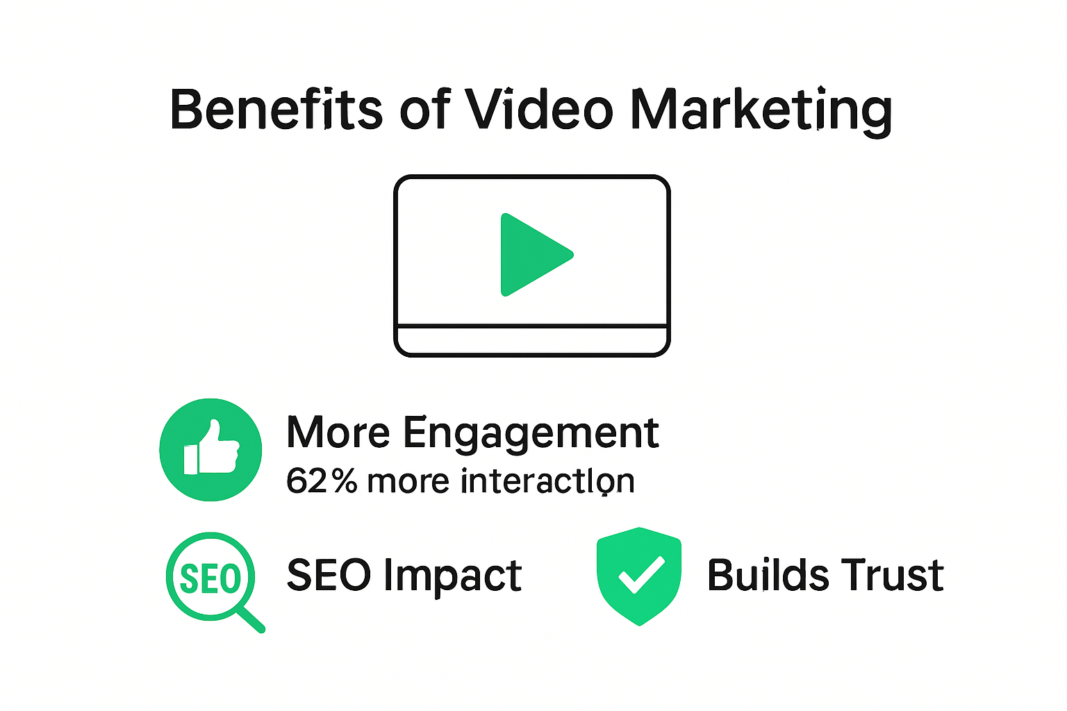 Infographic summarizing video marketing benefits for websites