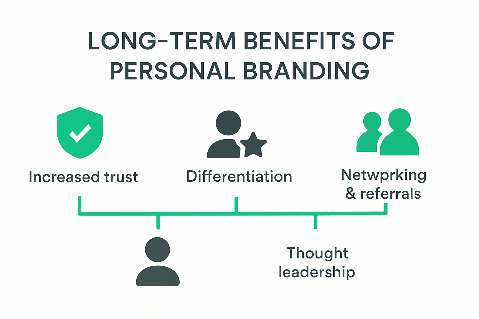 Infographic showing personal branding benefits timeline for business owners