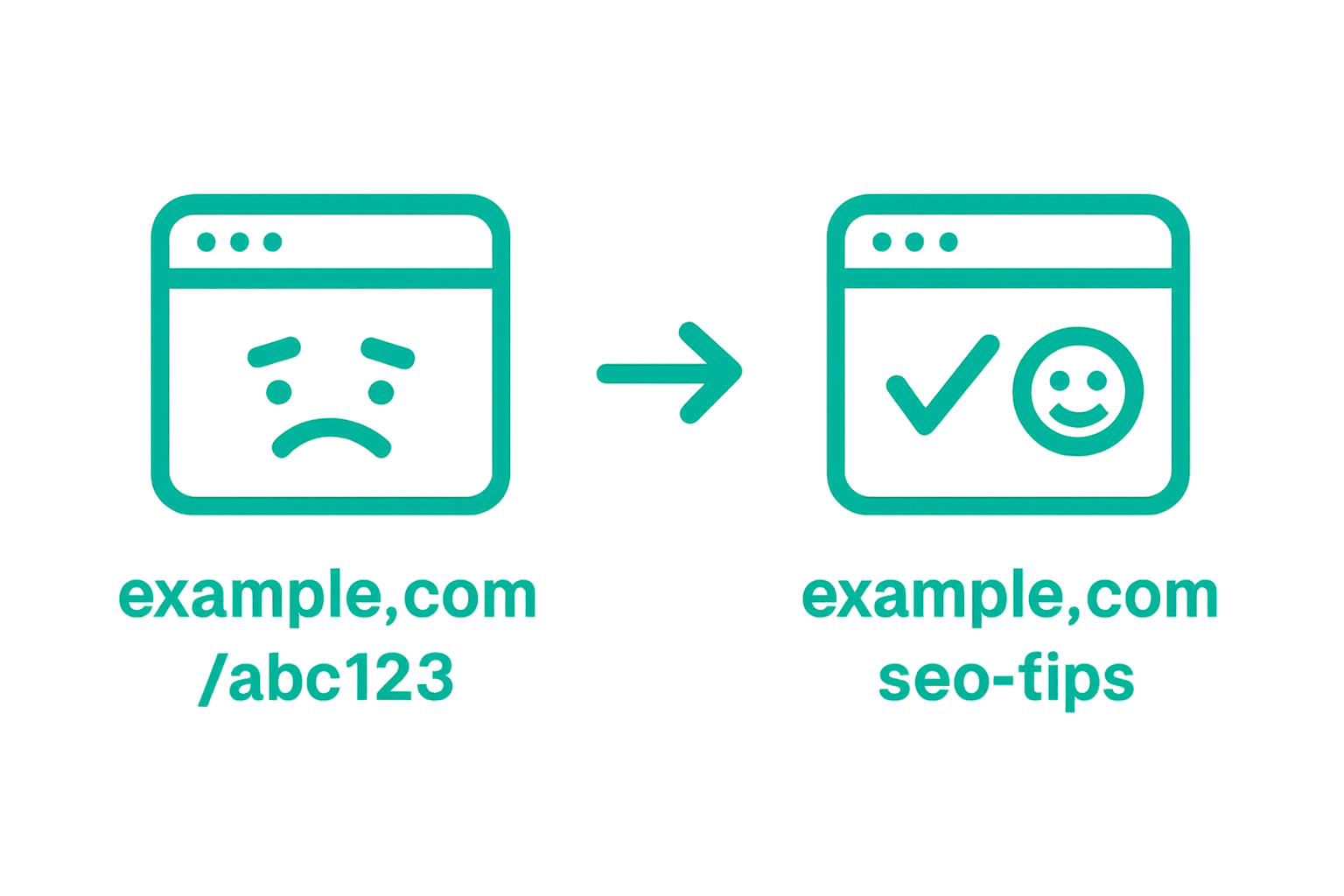 Infographic comparing bad and good SEO URLs visually