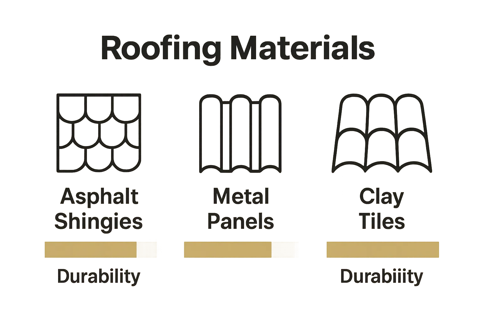 Infographic comparing asphalt, metal, and tile roofing