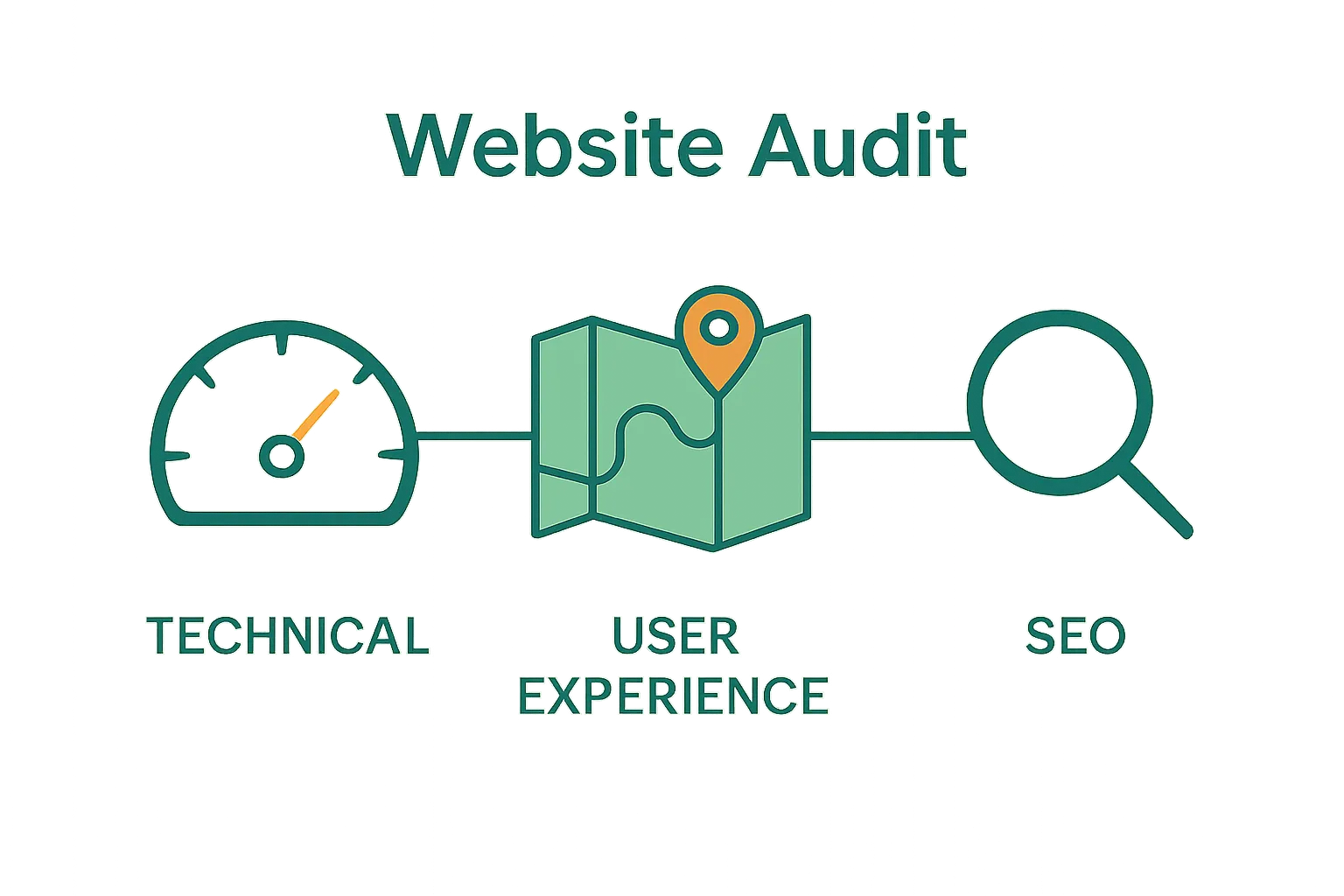 Infographic comparing technical performance, user experience, SEO