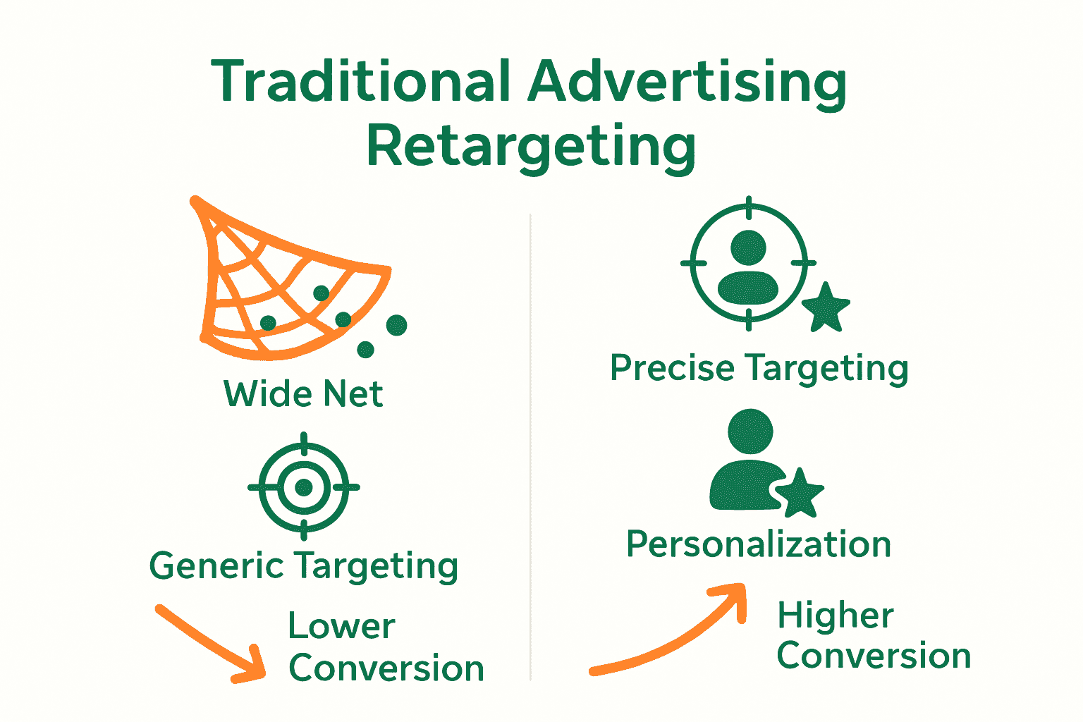 Infographic comparing traditional ads and retargeting for small businesses.