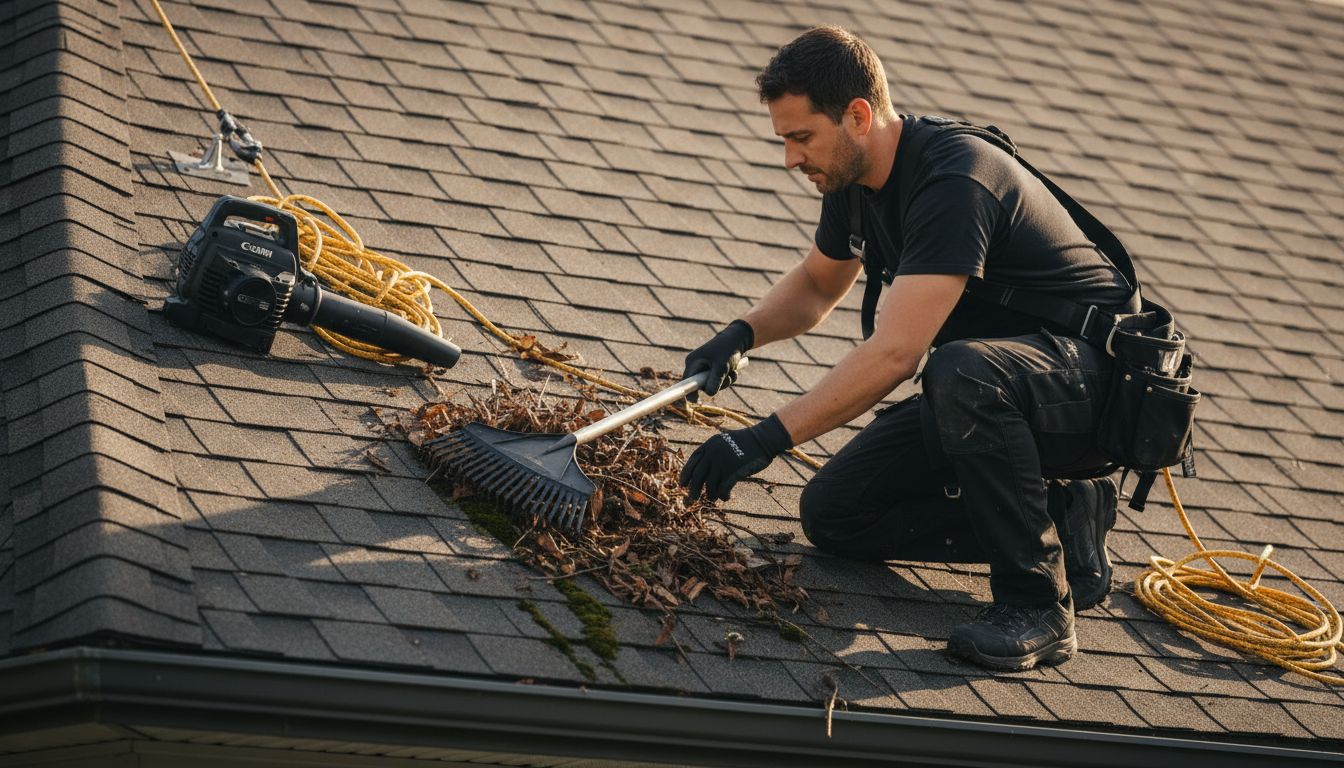 roof debris cleaning