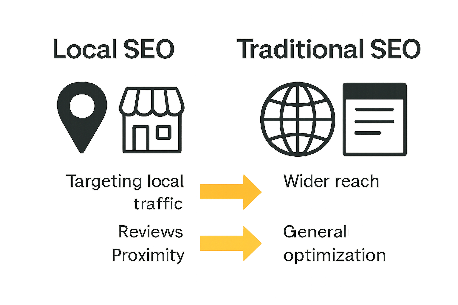 Local SEO vs traditional SEO infographic