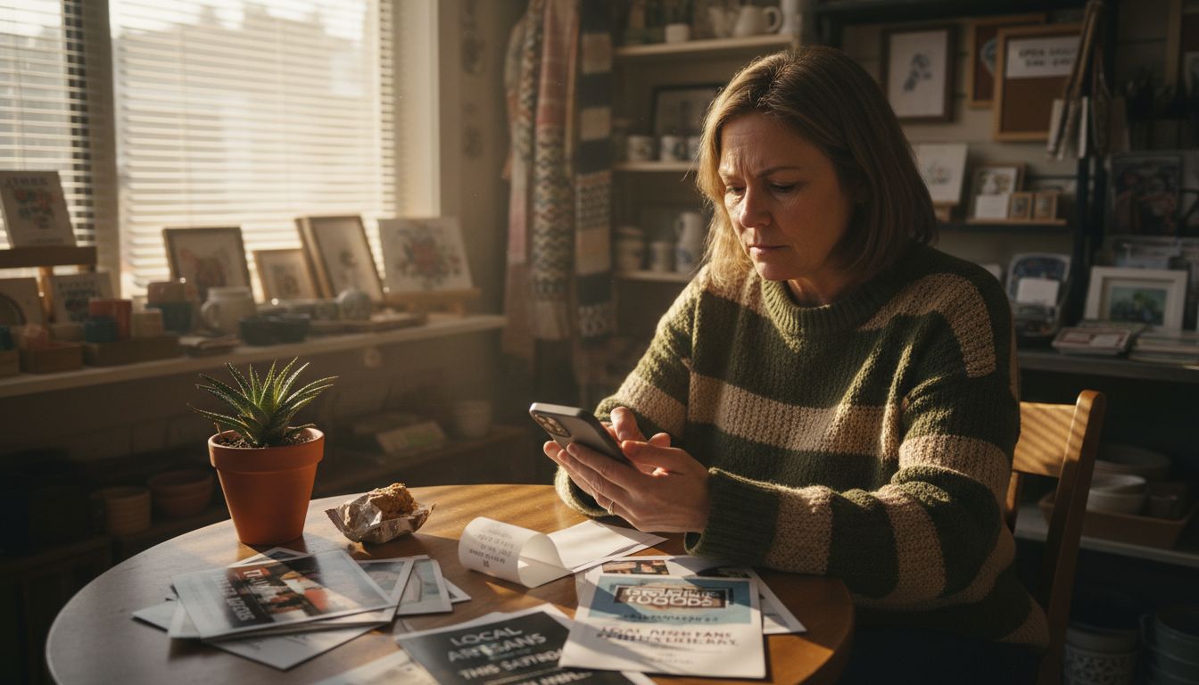 Shop owner answering customer messages