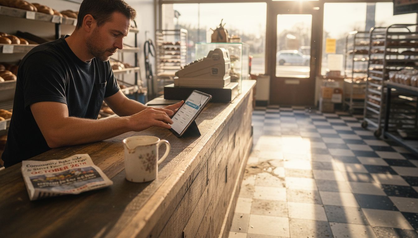 Bakery owner updating local online profile