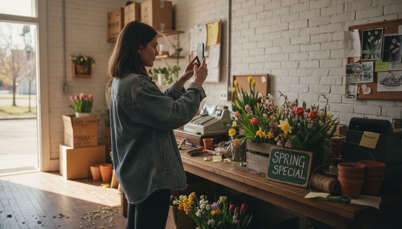 Florist taking photo for Google Business