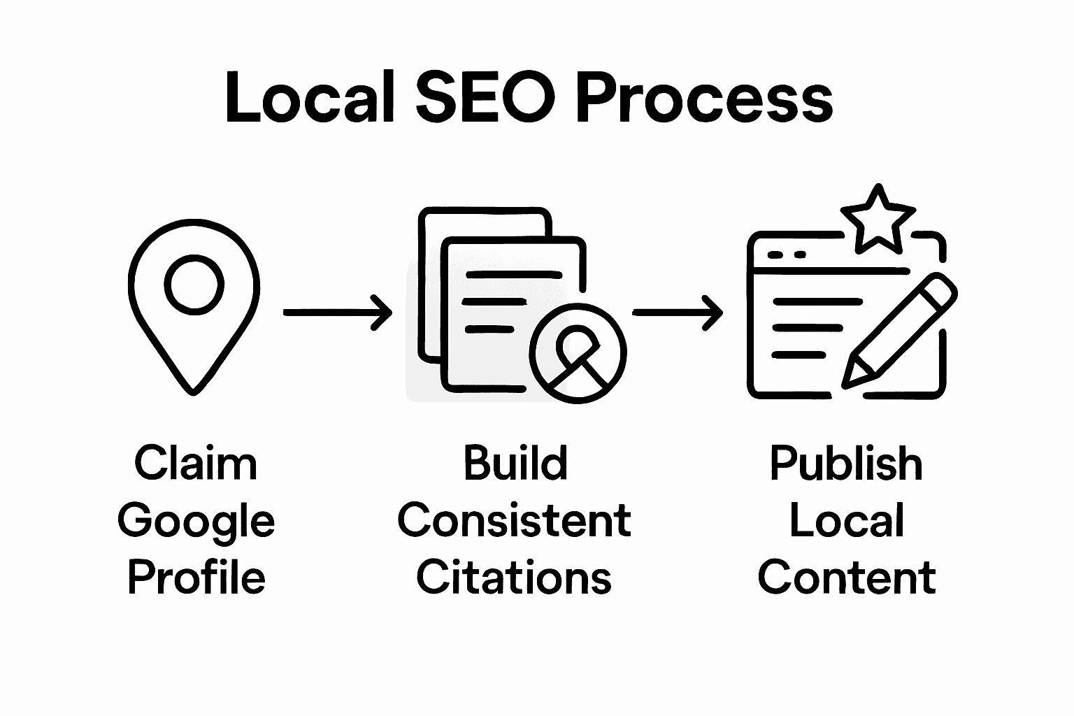 Infographic showing local SEO process steps