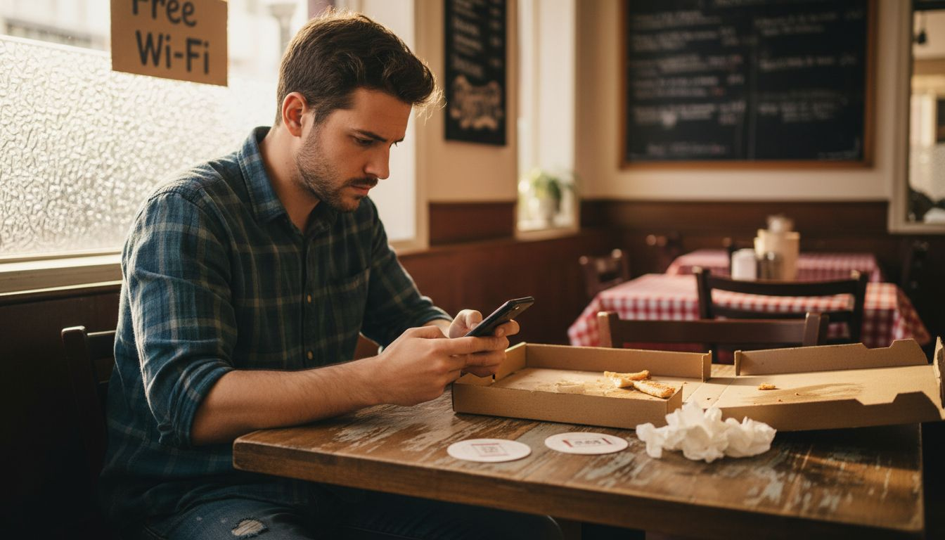 Customer searching local pizza shop online