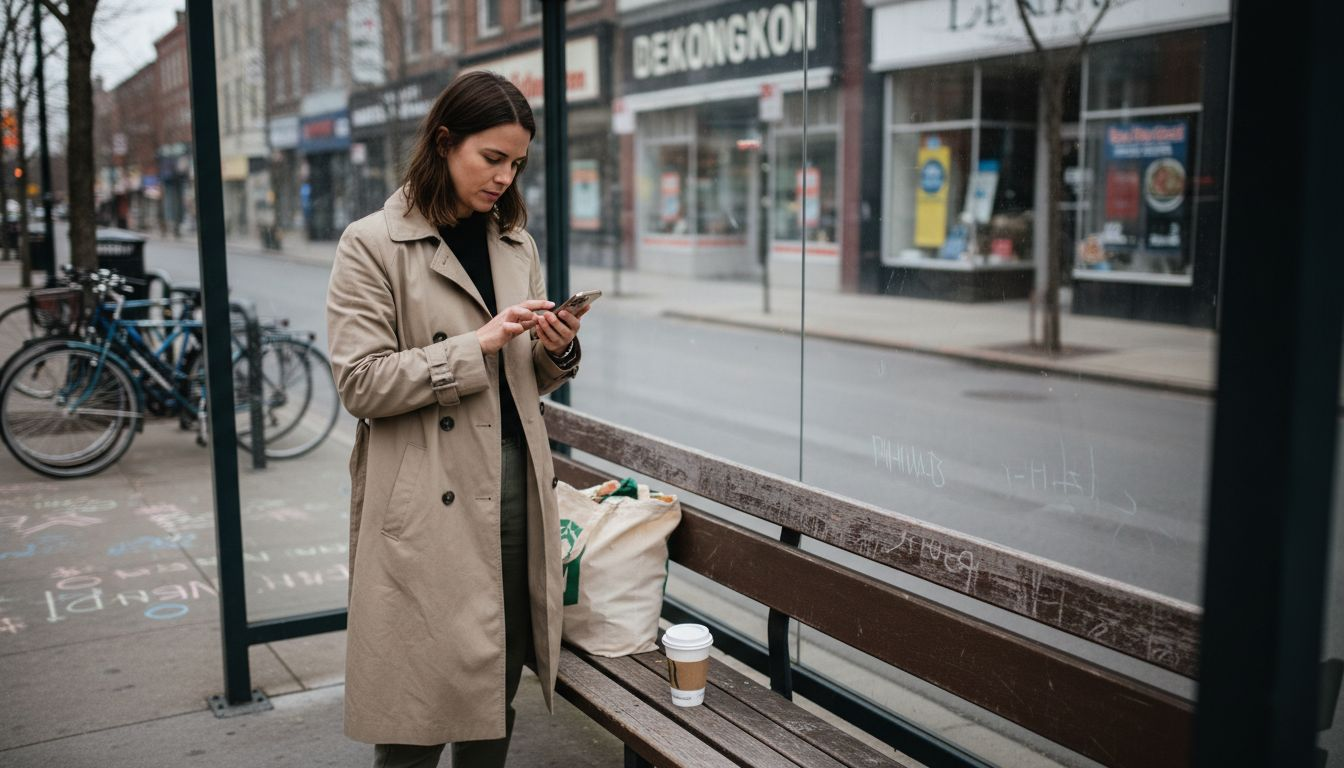 Woman using phone for local store search
