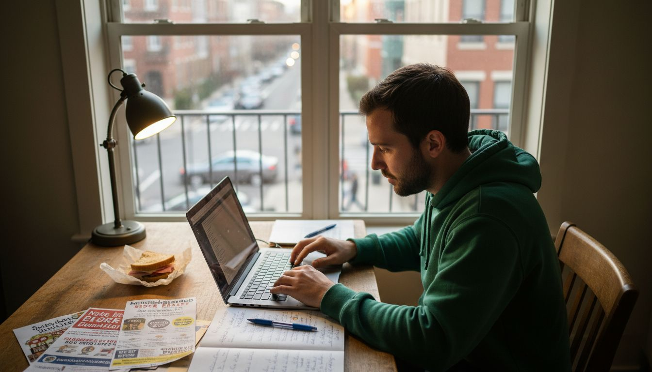 Writer creating local neighborhood blog content