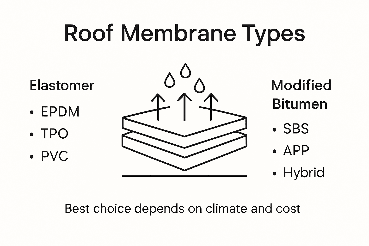 Infographic comparing main roofing membrane types
