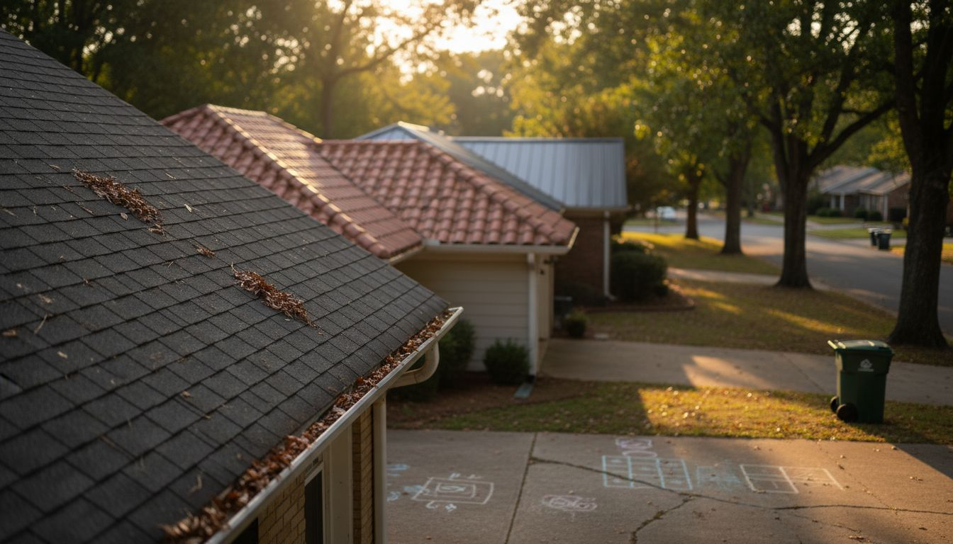 Three homes with different residential roof types