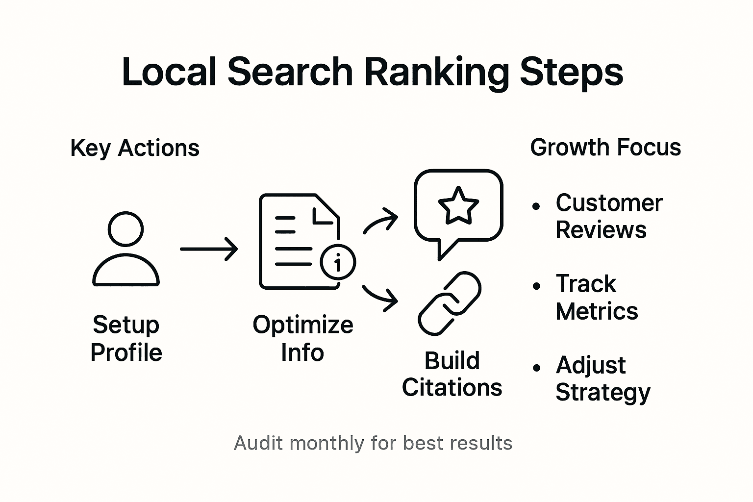 Infographic showing steps for local search ranking