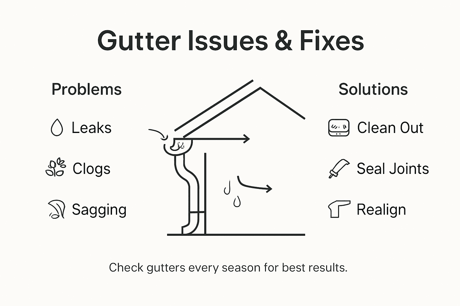 Infographic showing common gutter issues and solutions