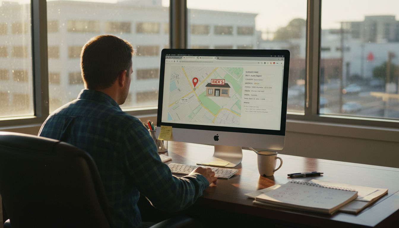 Business owner updating profile for local SEO