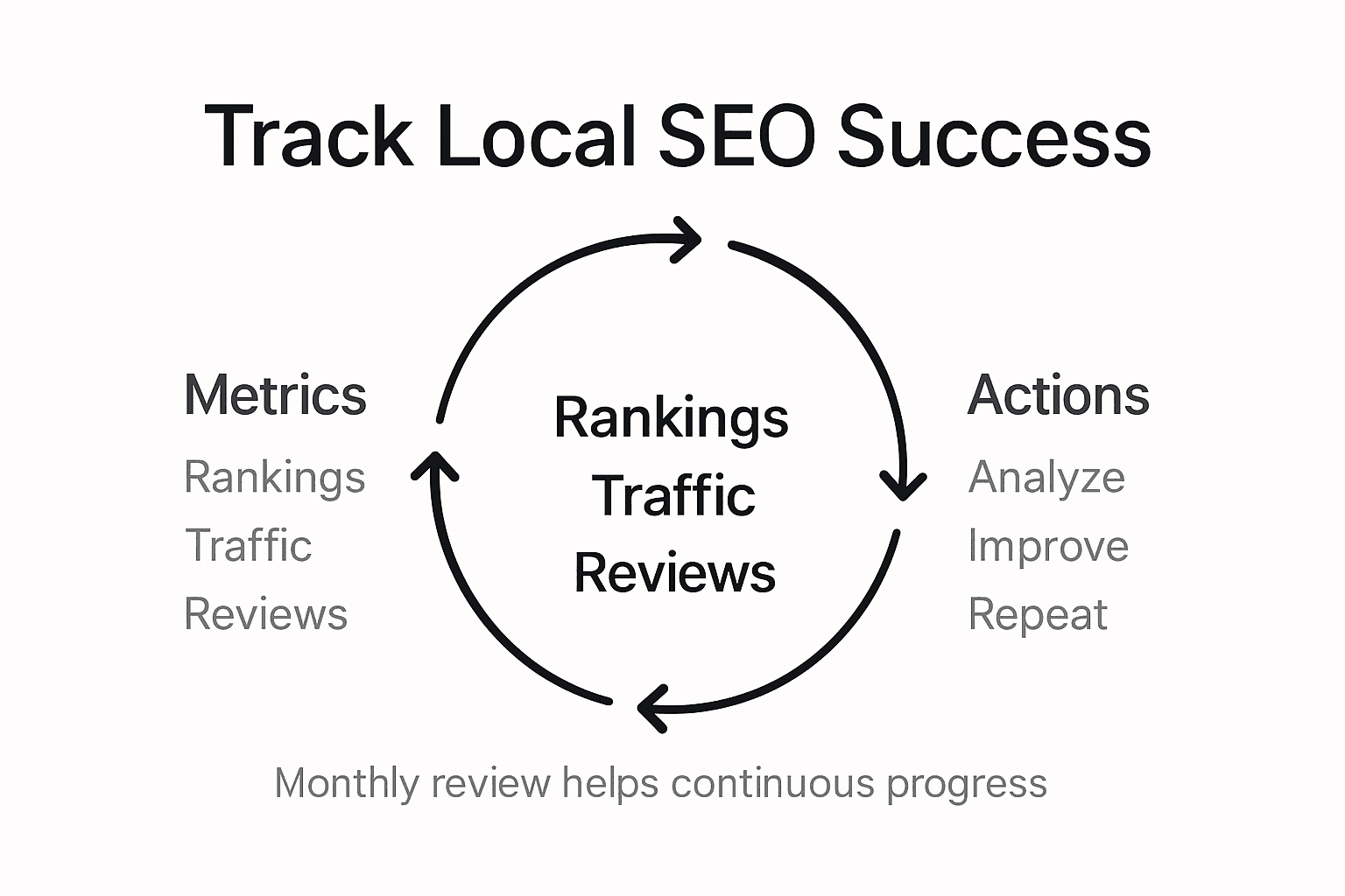 Infographic on tracking local SEO progress steps
