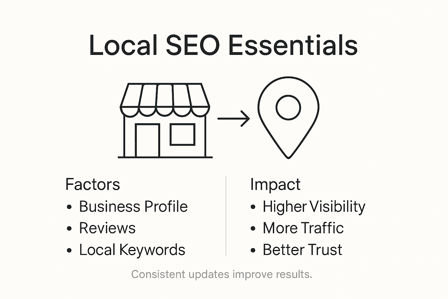 Infographic showing local SEO factors and impact