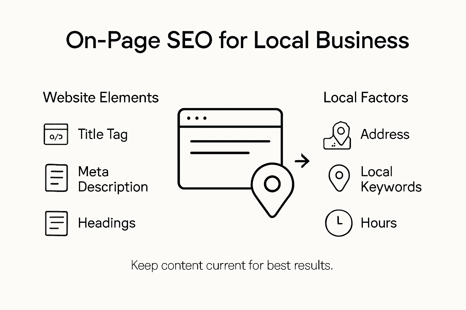Infographic showing on-page SEO and local elements