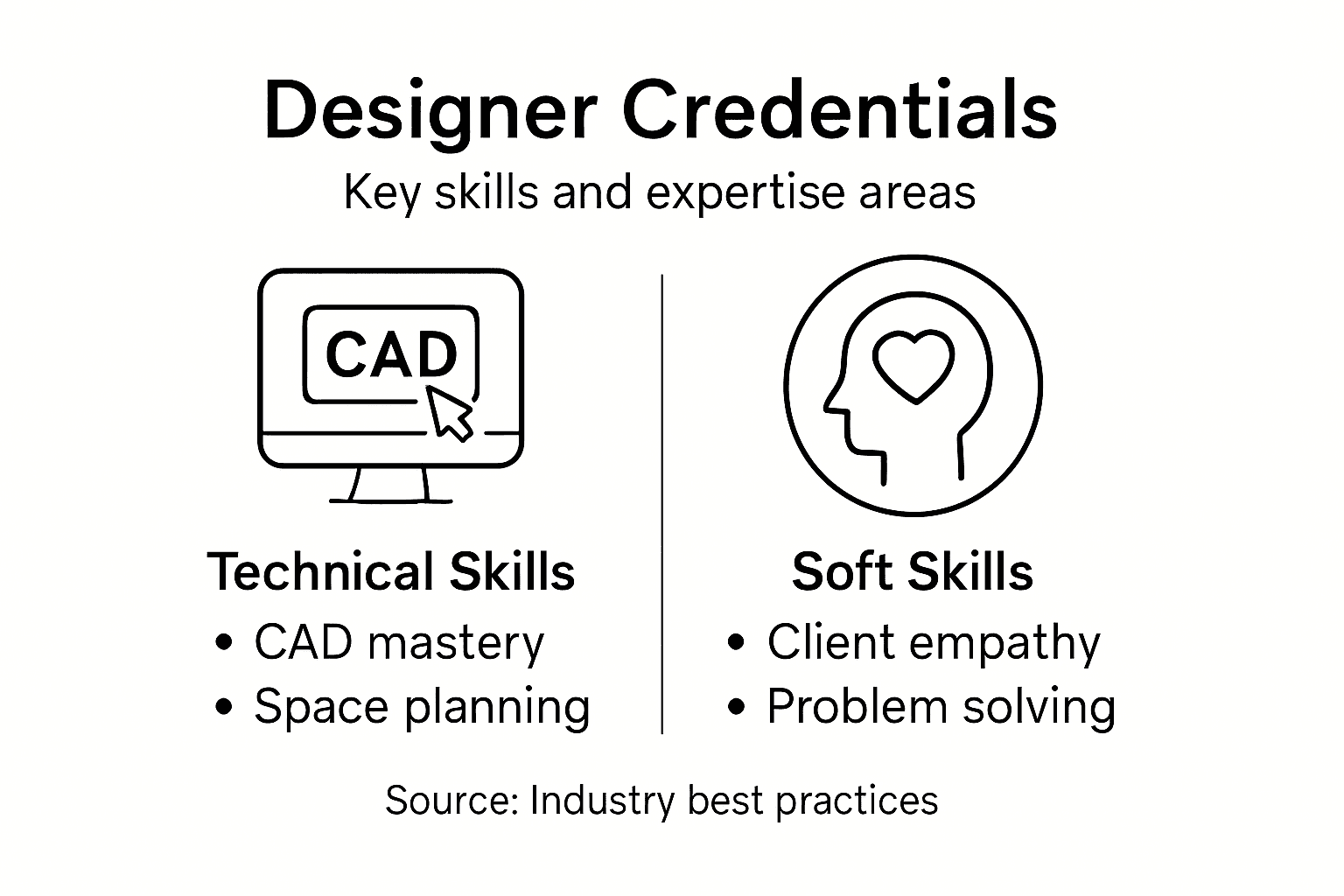 Infographic illustrating designer skills and credentials