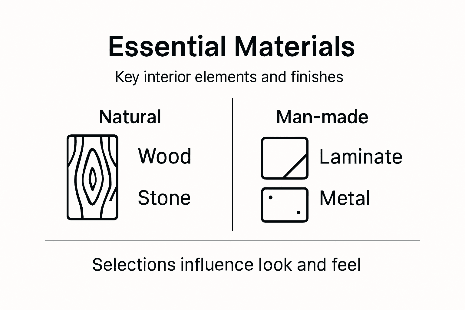 Infographic of key interior materials and finishes