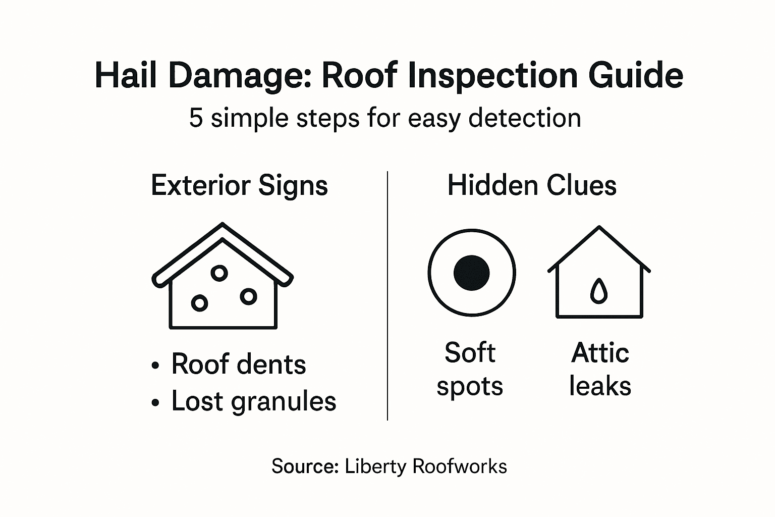 Infographic summarizing roof hail damage signs