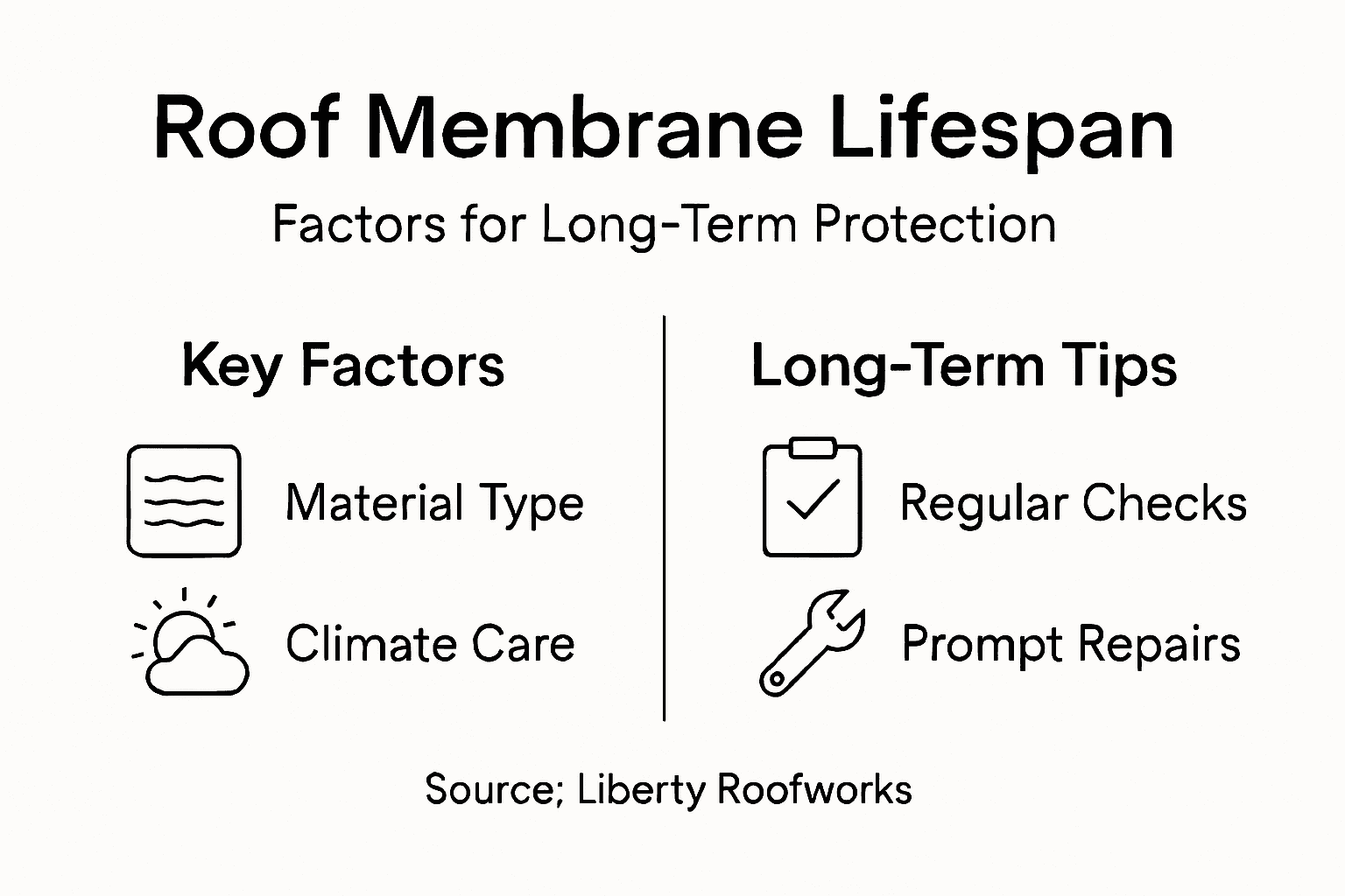 Infographic on roof membrane lifespan and care tips