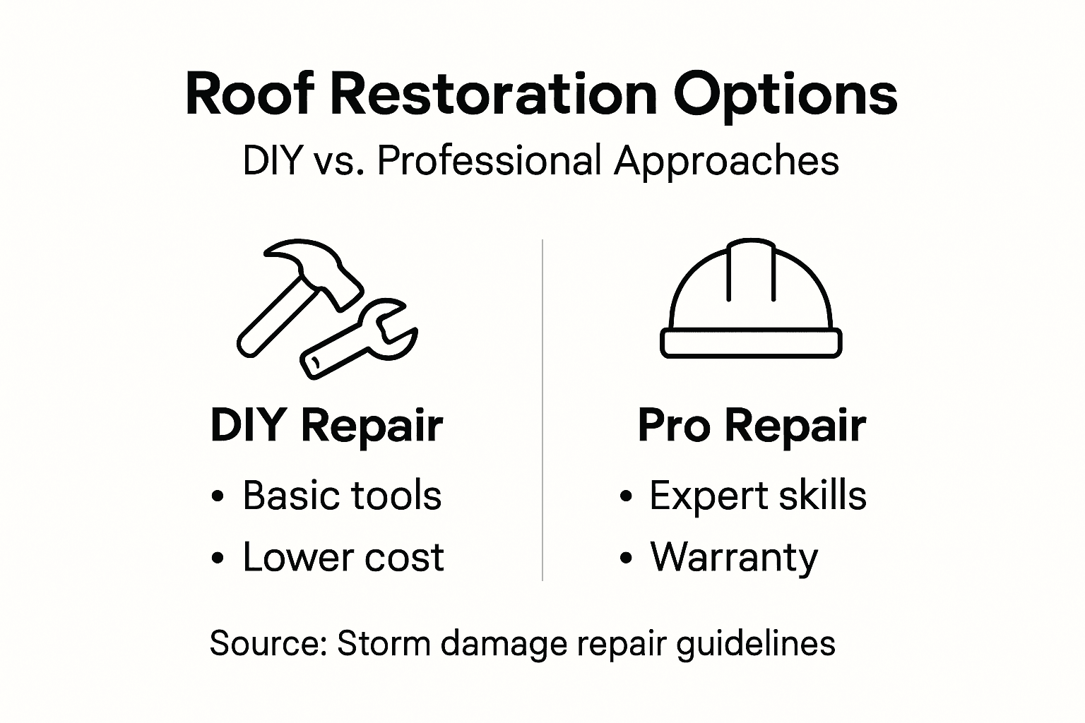 Infographic comparing DIY and professional roof restoration