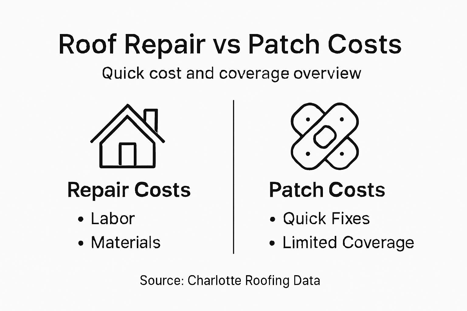 Infographic comparing roof repair and patch costs
