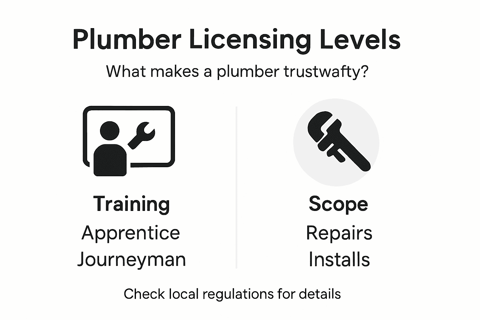 Infographic summarizing plumber licensing tiers