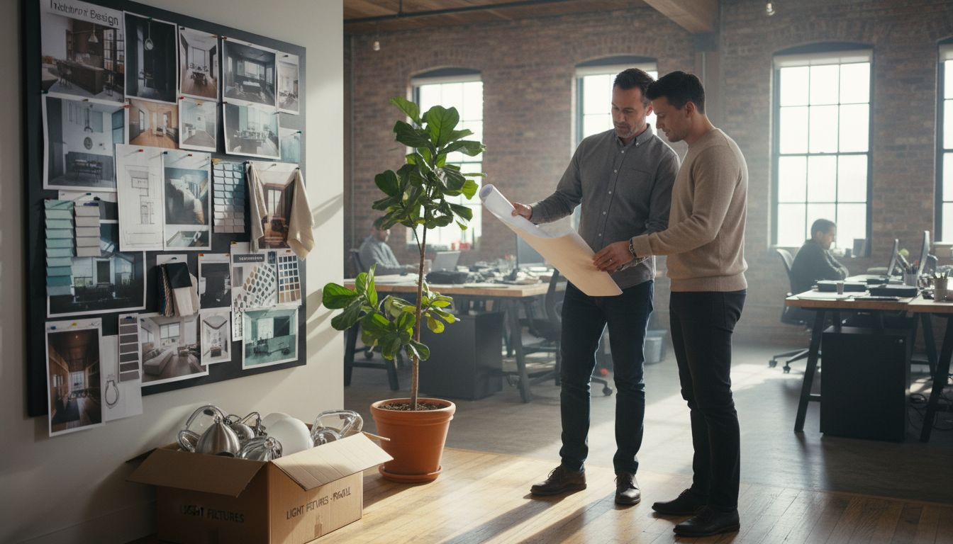 Designer comparing residential and commercial concepts