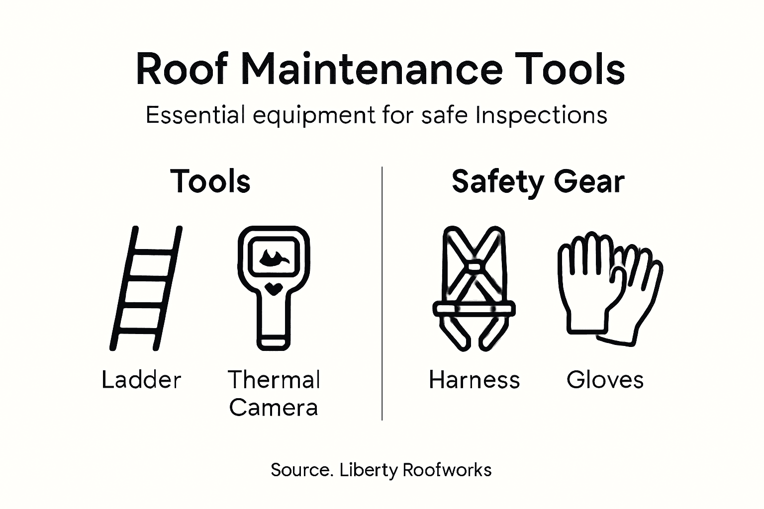 Infographic on essential roof maintenance tools