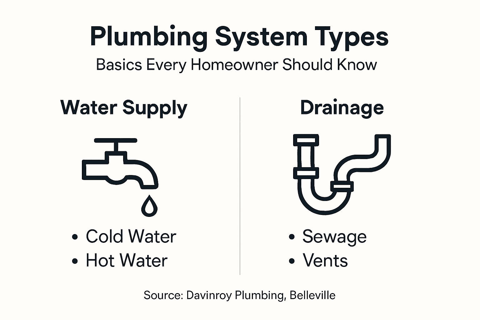 Infographic with core plumbing system components