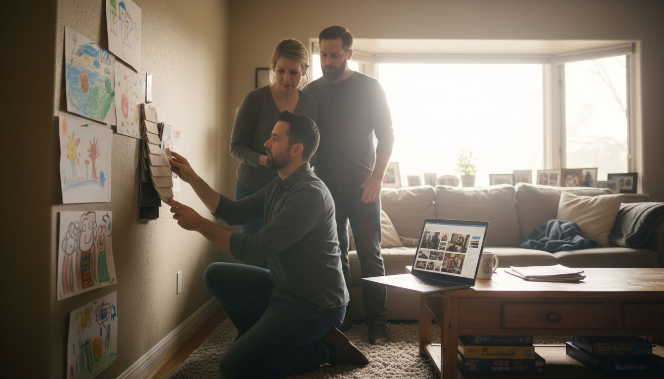 Designer and clients discuss color choices together