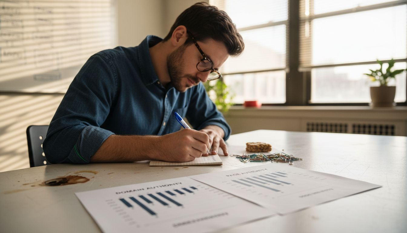Strategist comparing page and domain authority charts