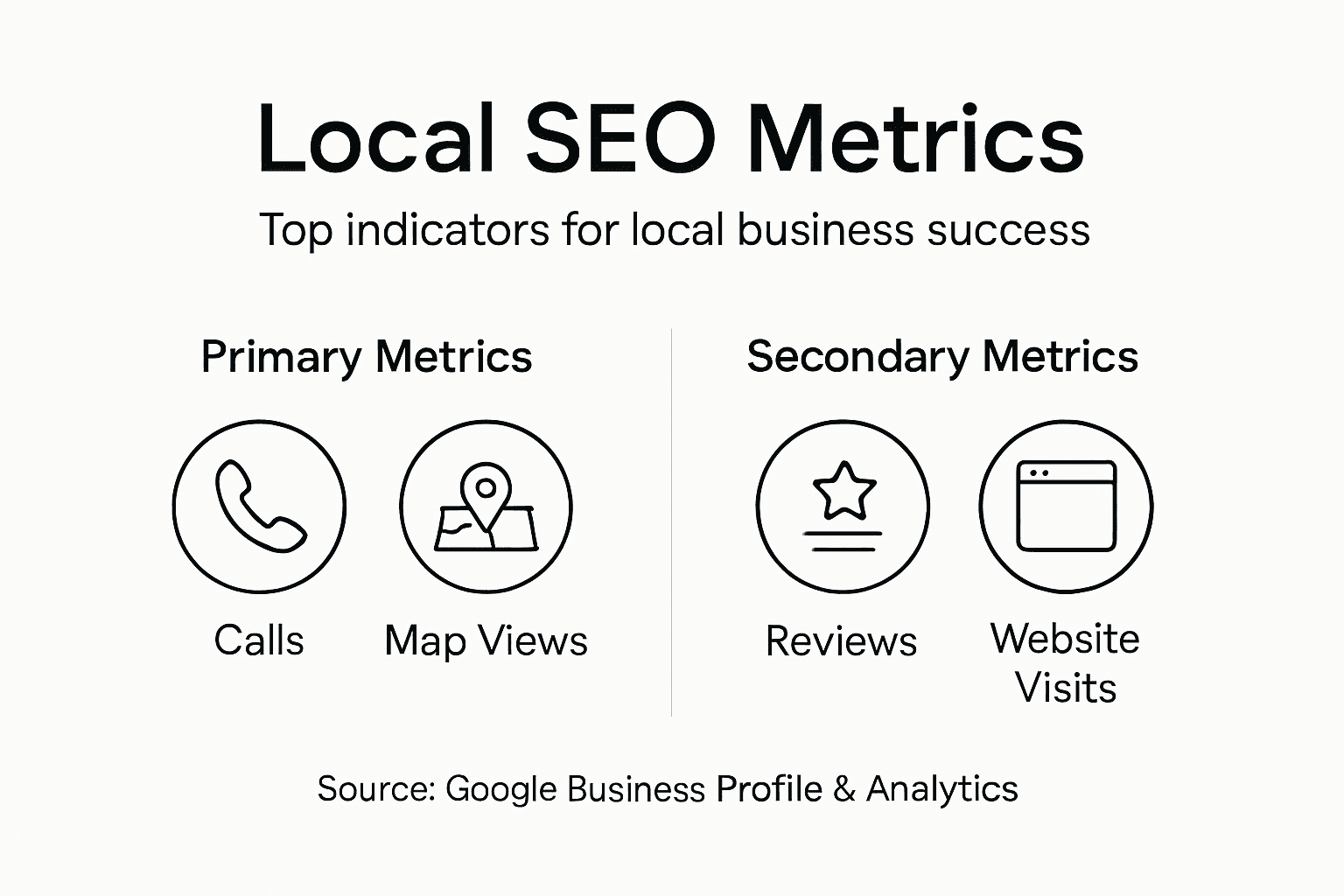 Infographic showing top local SEO metrics