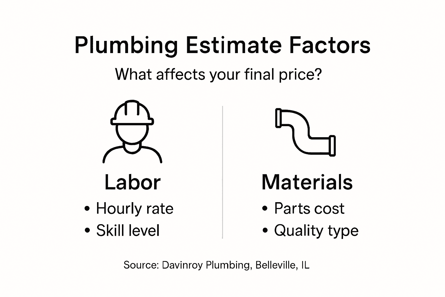 Infographic showing top plumbing estimate cost factors