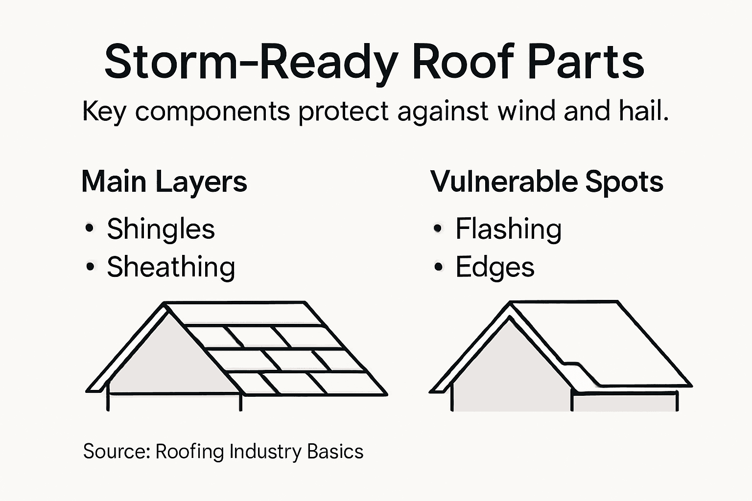 Infographic showing main storm-ready roof parts