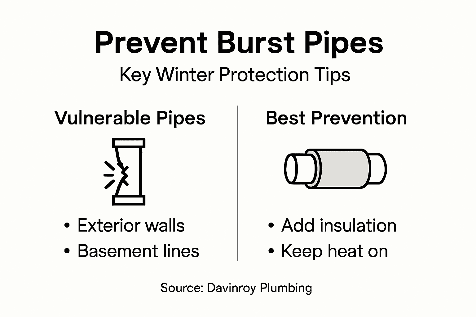 Infographic with burst pipe prevention tips
