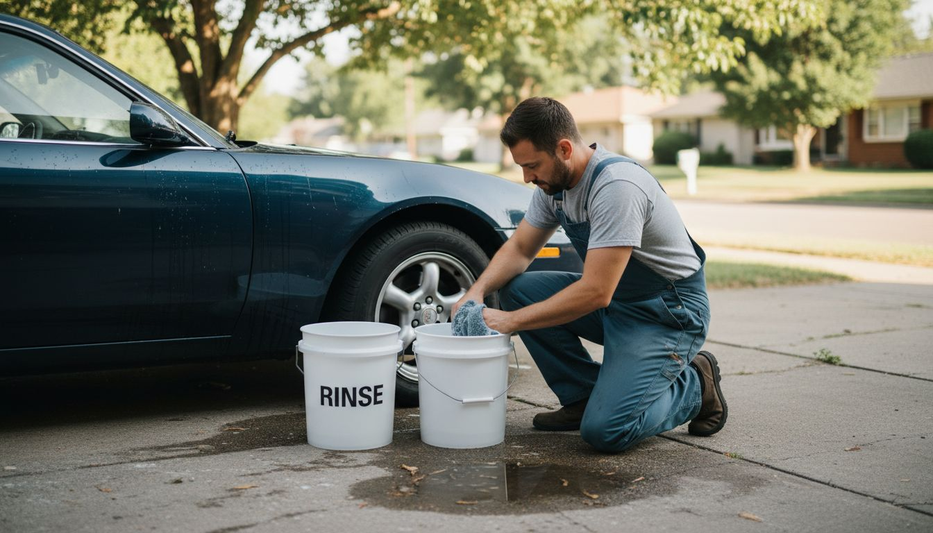 Two bucket wash method for luxury car
