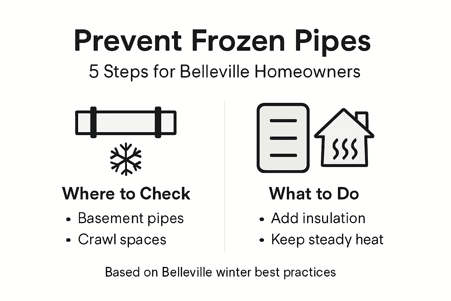 Infographic showing 5-step frozen pipe prevention