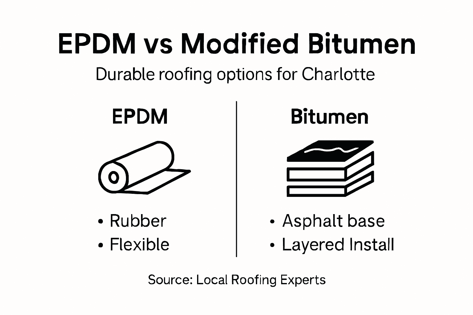 Infographic with EPDM and Bitumen roofing comparison