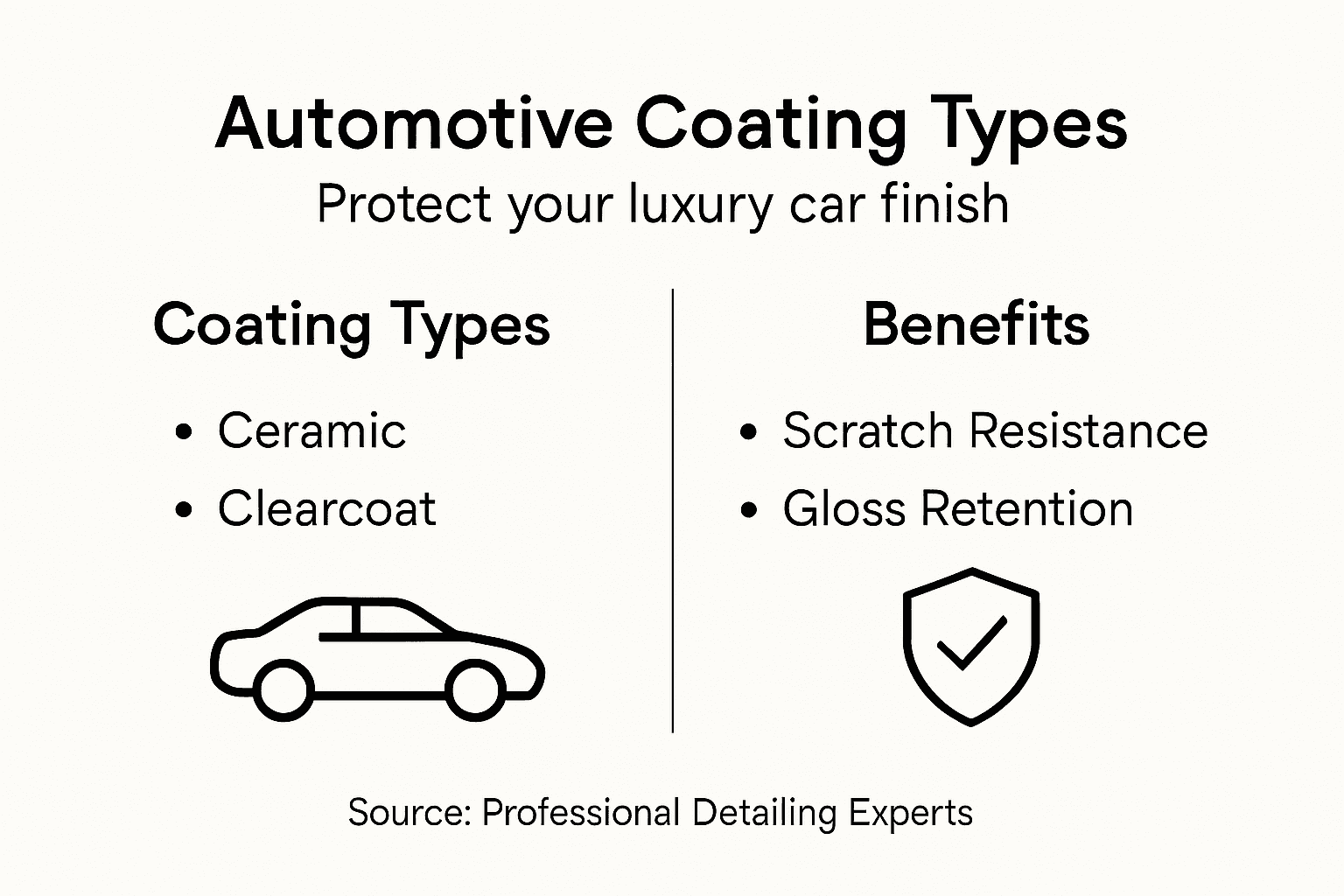 Infographic comparing automotive coating types