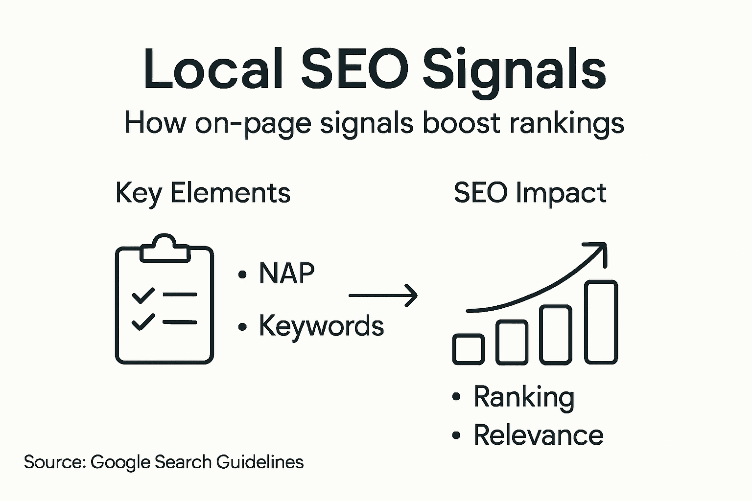 Infographic showing key local SEO signals