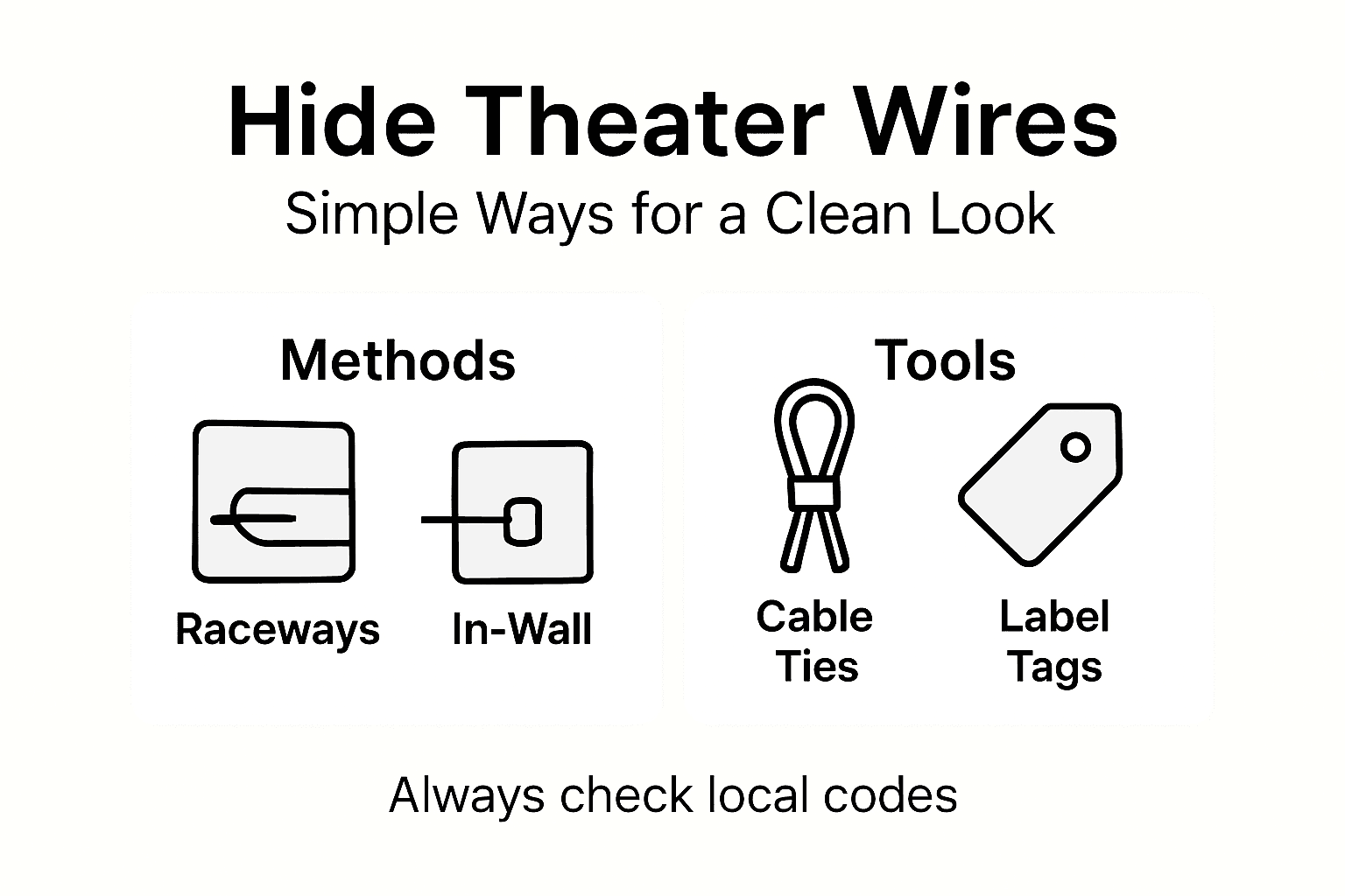 Infographic on home theater wire hiding methods