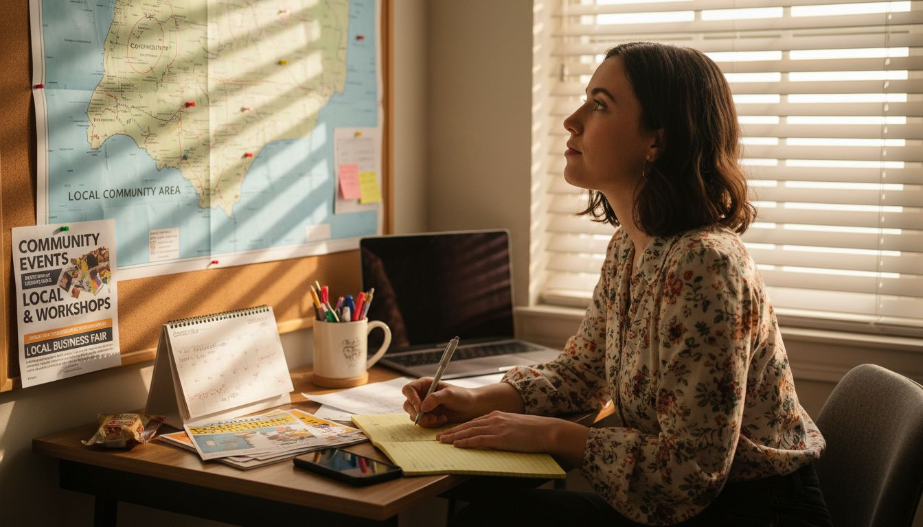 Marketer writing targeted content at desk