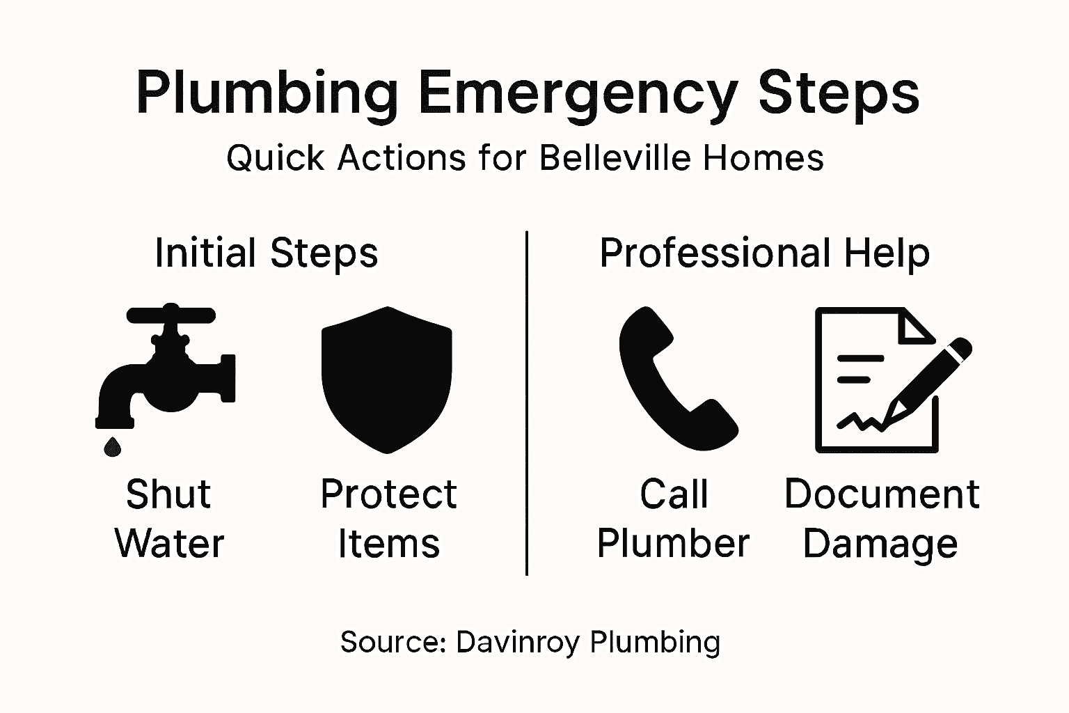 Infographic on plumbing emergency key steps