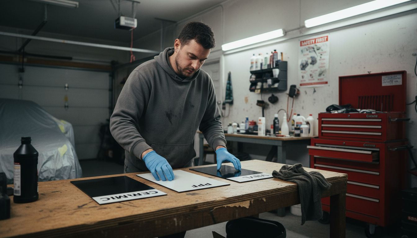 Comparing ceramic, PPF, and vinyl samples