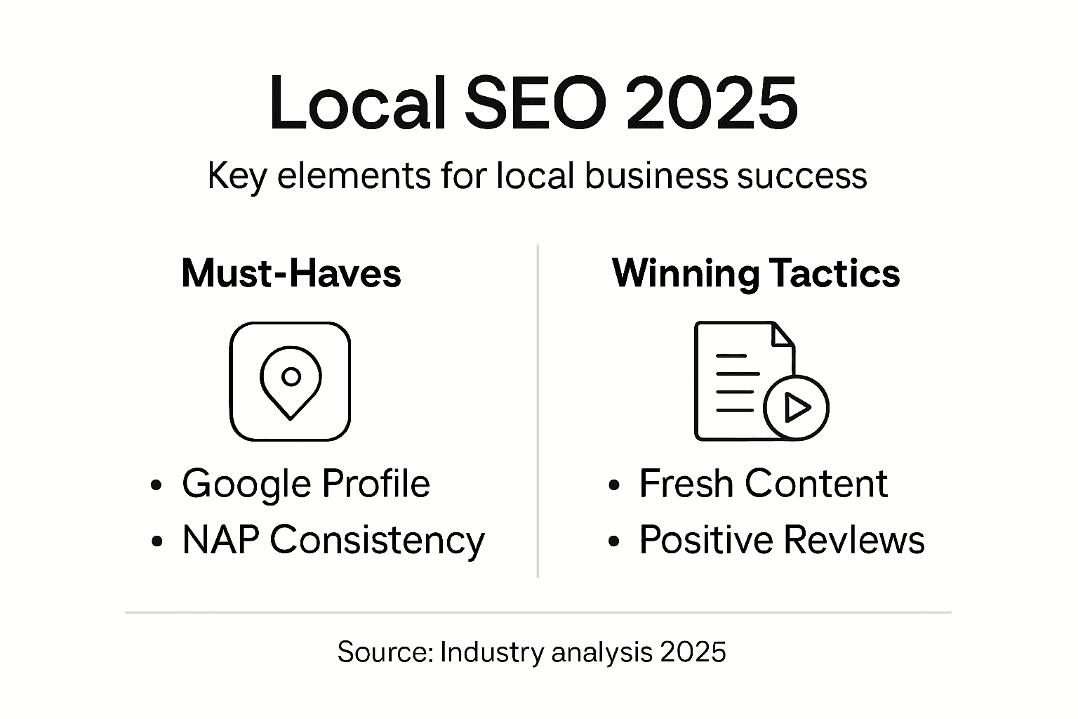 Infographic with core local SEO components